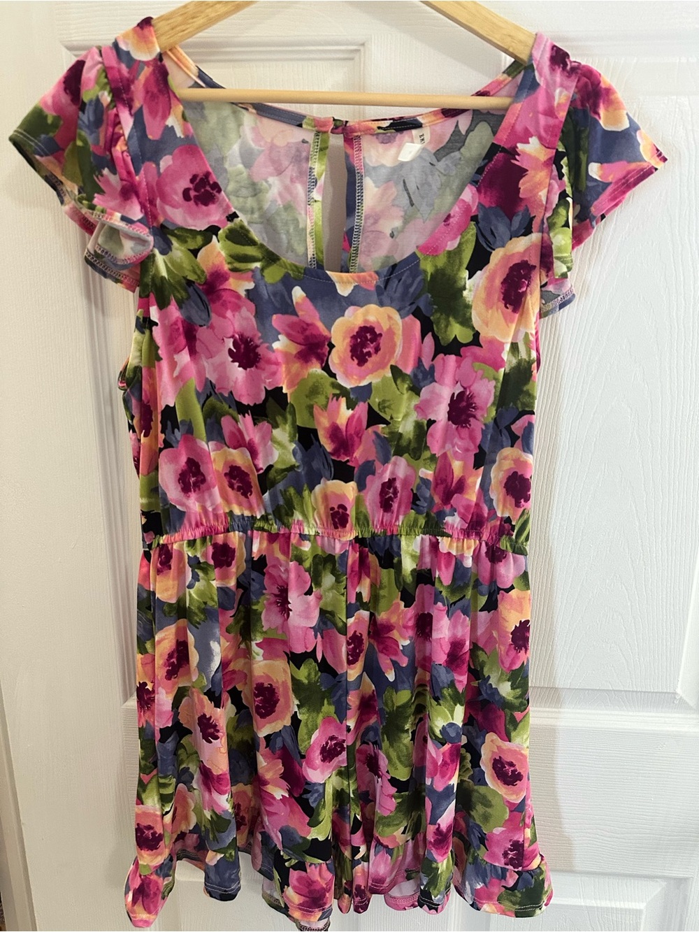 Women’s Floral Print Romper - Pink & Green